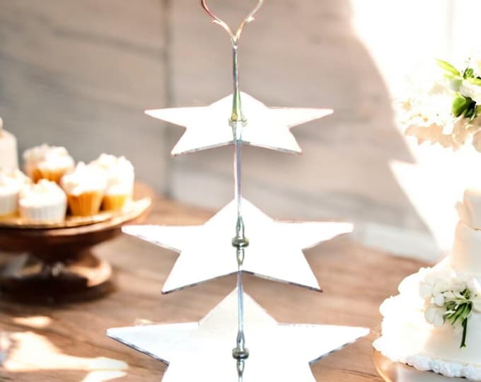 Three Tier Acrylic Cupcake Stand: Silver Rod, Custom Colors