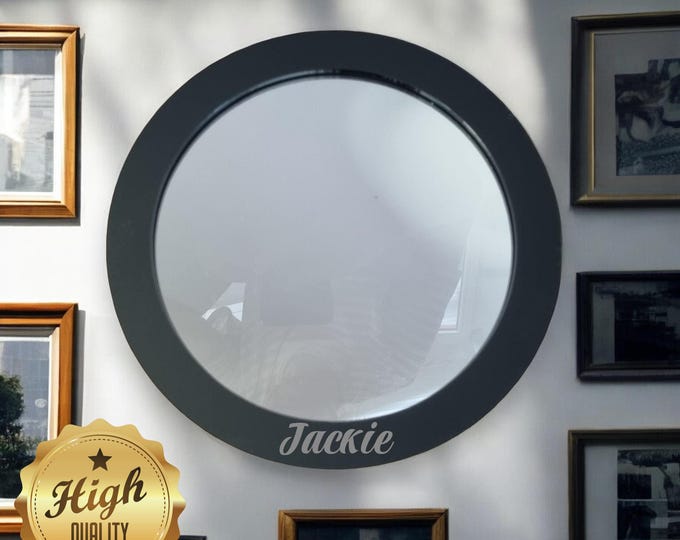 Custom Coloured Frame Round, Circular Mirrors, Bespoke Shapes & Sizes Made, Engraving Services