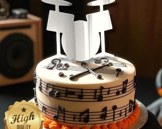 Drumkit Cake Topper: Custom Acrylic Music Theme Party Decor