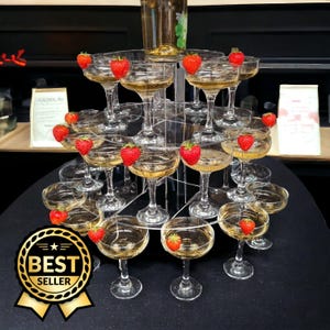 Champagneflöjttorn: 3-våningars bröllops- och festställ