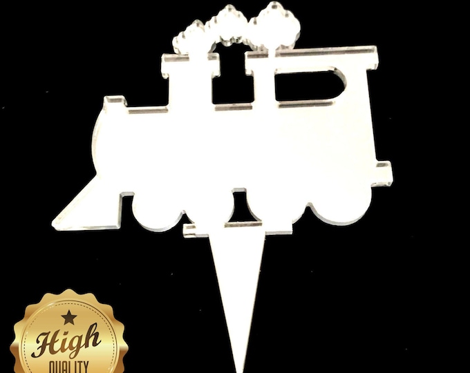 Customisable Steam Train Shaped Cake Toppers & Cupcake Toppers in Various Colors - Eco-Friendly - Reusable Acrylic, Handcrafted in the UK