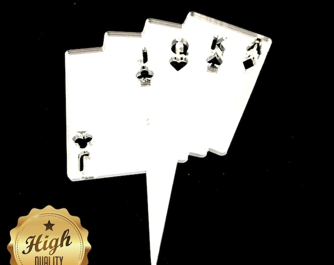 Custom Acrylic Poker Cards Cake Toppers for Cupcakes - Various Colors & Sizes