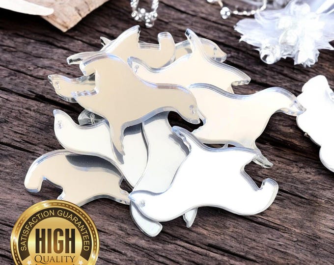 Seal Shaped Crafting Mirrors, Custom Colours, Woods, Sizes, Shapes, (Holes for Jewellery or hoops for invites) Packs of 10