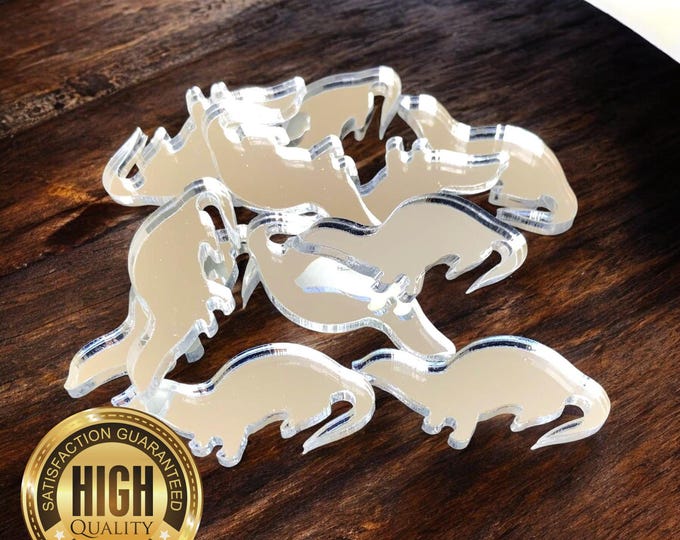 Otter Shaped Crafting Mirrors, Custom Colours, Woods, Sizes, Shapes, (Holes for Jewellery or hoops for invites) Packs of 10