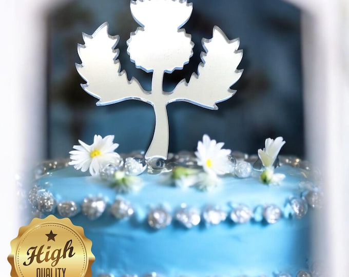 Eco-Friendly Recycled Acrylic Scottish Thistle Cake Topper - Bespoke Designs, Various Colors & Sizes