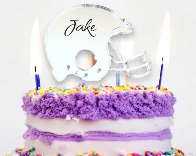 Football Helmet Cake Topper: Recycled Acrylic, Bespoke Colors