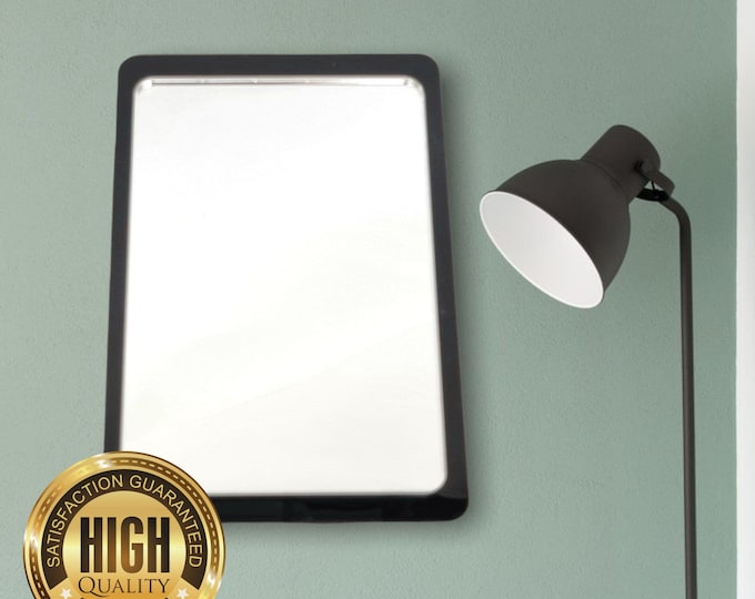 Rounded Corner Rectangle Shaped Mirrors with a Colour Frame of your choice & Hooks, Bespoke Shapes Made