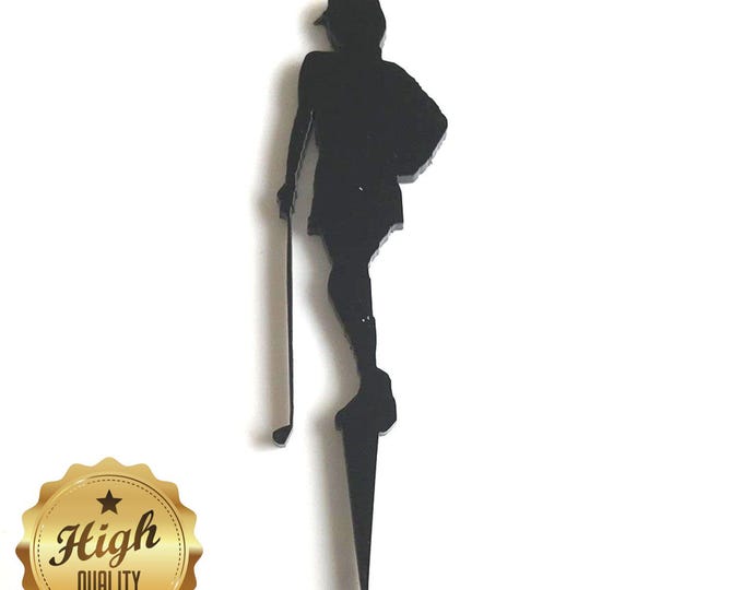 Golfing Lady Cake Topper: Acrylic Golfer Cupcake Toppers