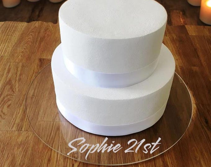 Clear Acrylic Cake Board: Round, Square, Custom Engraved, Reusable