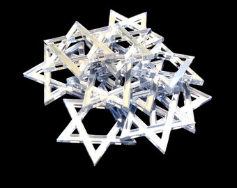 Star of David Shaped Crafting Sets of 10 (Many Colours / Sizes, Personalised Engraving, 2m Holes for Jewellery or hoops for invites)