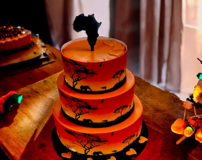 Africa Map Cake Topper: Acrylic Cupcake Toppers, Custom Colors