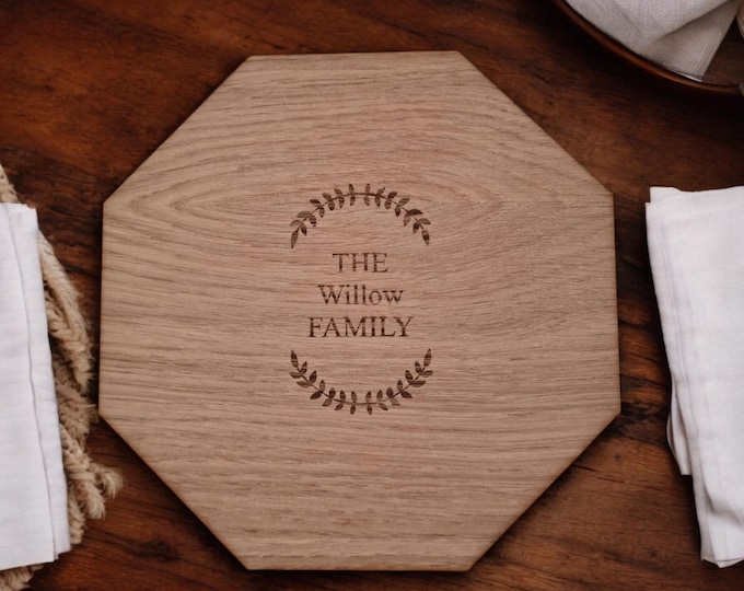 Octagon Placemats & Coasters - Wood Finish Options, Custom Sizes, Shapes, Engraving Service