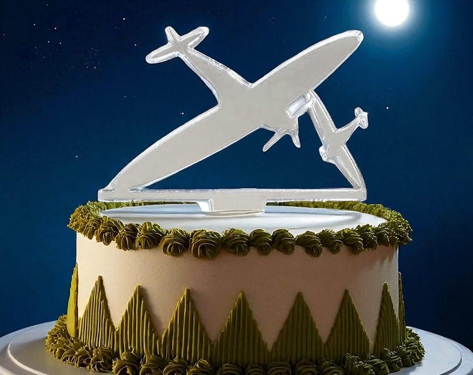 Handmade Spitfire Cake Topper: Eco-Friendly Acrylic, Custom Colors