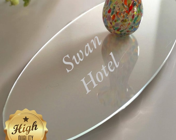 Oval Clear Acrylic Table Runner: Custom Engraved Worktop Saver