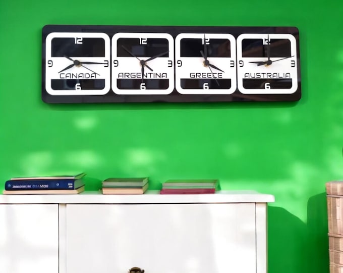 Retro Acrylic Time Zone Clock: Custom Colors & Sizes