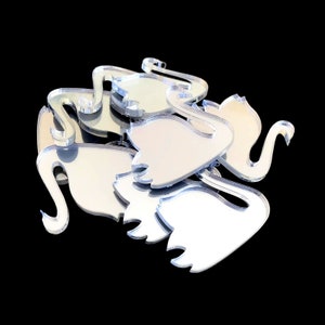 Swan Shaped Crafting Sets of 10 (Many Colours / Sizes, Personalised Engraving, 2m Holes for Jewellery or hoops for invites)