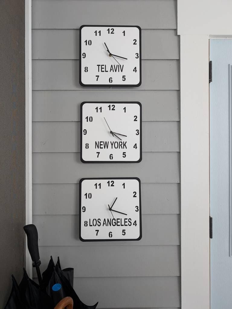 3 Time Zone Clock - Etsy