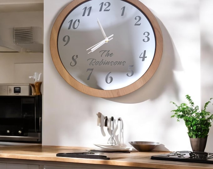 Wood & Mirror Round Clock: Silent Sweep, Custom Finish