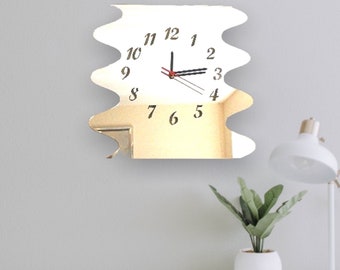 Wave Shaped Clocks - Many colour mirrors and solid colour choices,  Personalised Engraving and Bespoke Shapes & Sizes Made