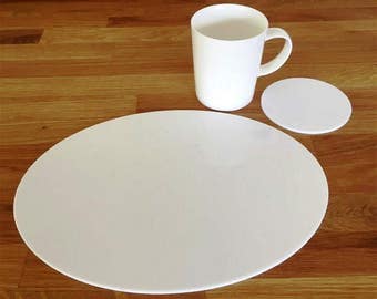 Oval Placemats & Coasters - Many Gloss Finish Acrylic Colour Choices - Bespoke Shapes / Sizes Made