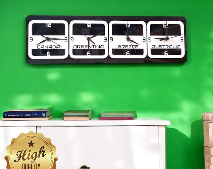 Retro Acrylic Time Zone Clock: Custom Colors & Sizes