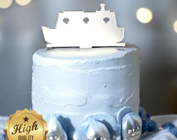 Canal Boat Cake Topper: Acrylic Cupcake Toppers, Custom Colors