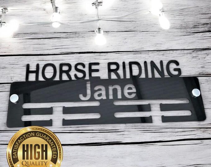 Horse Riding Medal Hangers, With Customised Name, Sport, Colours & Woods, Includes all Fixings, Large Sizes Made