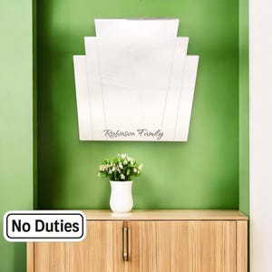 Rechthoekige art-decospiegels met witte achterkant en haken, op maat gemaakte vormen/maten