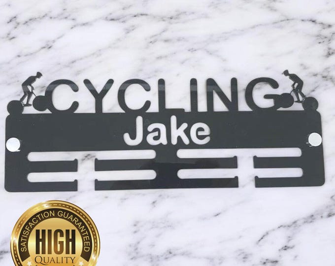 Cycling Medal Hangers, With Customised Name, Sport, Colours & Woods, Includes all Fixings, Large Sizes Made