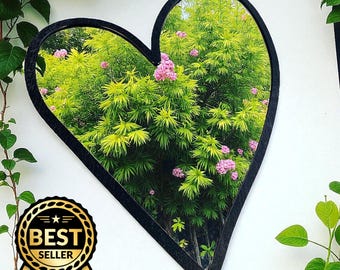 Herz Gartenspiegel, Wunschfarben, Größen bis 38 cm, Gravurservice (Indoor & Outdoor Gebrauch)