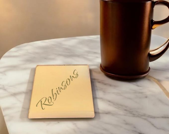 Mirrored Acrylic Coasters: Square, Custom Engraved, Sets of 4/6/8