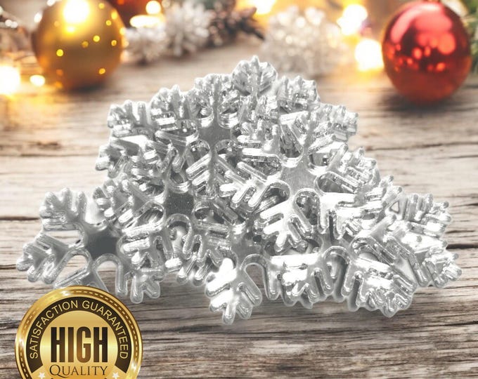 Christmas Snowflakes Shaped Crafting Mirrors, Custom Colours, Woods, Sizes, Shapes, (Holes for Jewellery or hoops for invites) Packs of 10