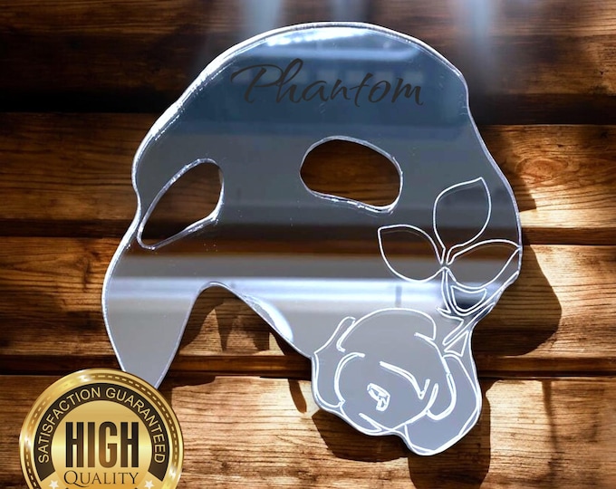 Mask & Rose Shaped Mirrors, Custom Colours, Sizes, Shapes, Engraving Services, Sizes up to 40cm