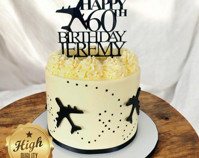 Aeroplane Name & Age Cake Toppers - Custom Colours Sizes, Shapes Made