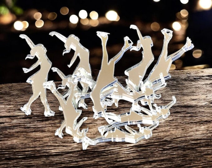 Ice Skater Acrylic Crafting Mirrors: Custom Colors & Sizes, Pack of 10