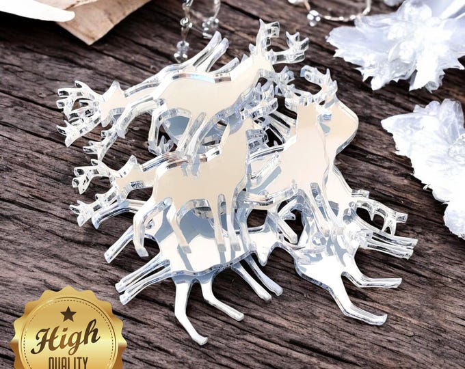 Reindeer Acrylic Crafting Mirrors: Custom Colors & Sizes, Pack of 10