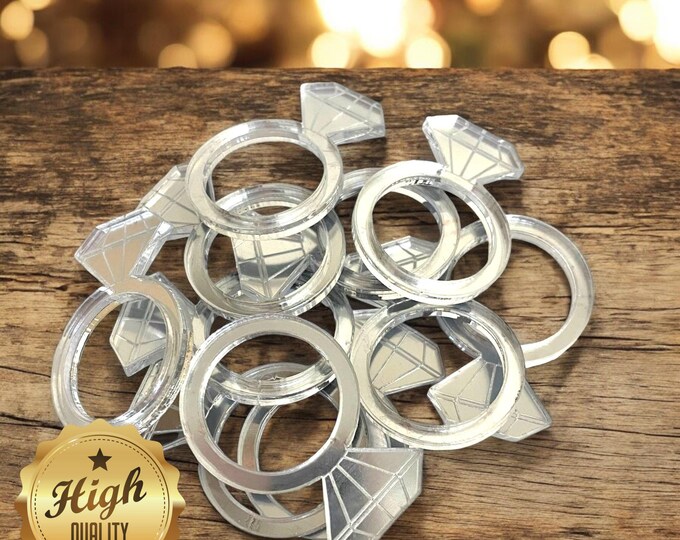 Engagement Rings Shaped Crafting Mirrors, Custom Colours, Woods, Sizes, Shapes, (Holes for Jewellery or hoops for invites) Packs of 10