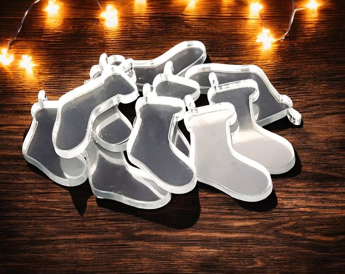 Christmas Stocking Acrylic Crafting Mirrors: Custom Colors & Sizes (Pack of 10)