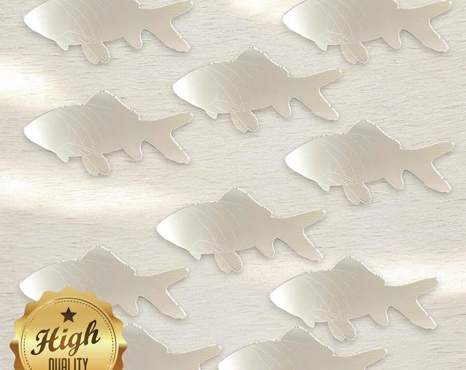 Etched Carp Fish Acrylic Mirrors: Crafting, Jewelry Making, Invitations - Pack of 10