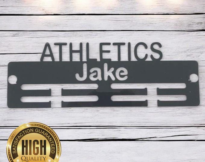 Athletics Medal Hangers, With Customised Name, Sport, Colours & Woods, Includes all Fixings, Large Sizes Made