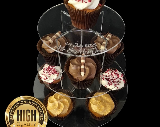Three Tier Round, Square or Heart Shaped Cake or Savory Stands. Custom Sizes, Shapes, Heights, Colours, Wood Veneers