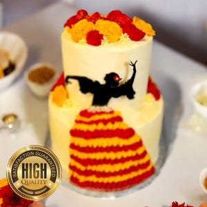 Flamenco Dancer Shaped Cake Toppers & Emblems - Several Colour Options Available, Personalised Bespoke Shapes Embellishments Made