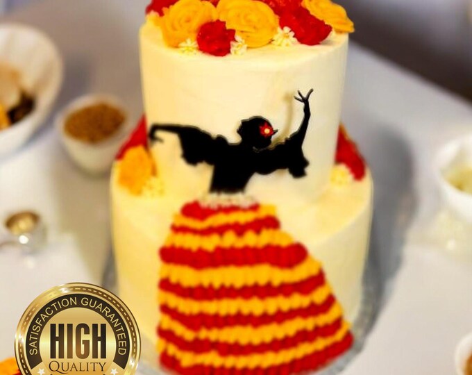 Flamenco Dancer Shaped Cake Toppers & Emblems - Several Colour Options Available, Personalised Bespoke Shapes Embellishments Made