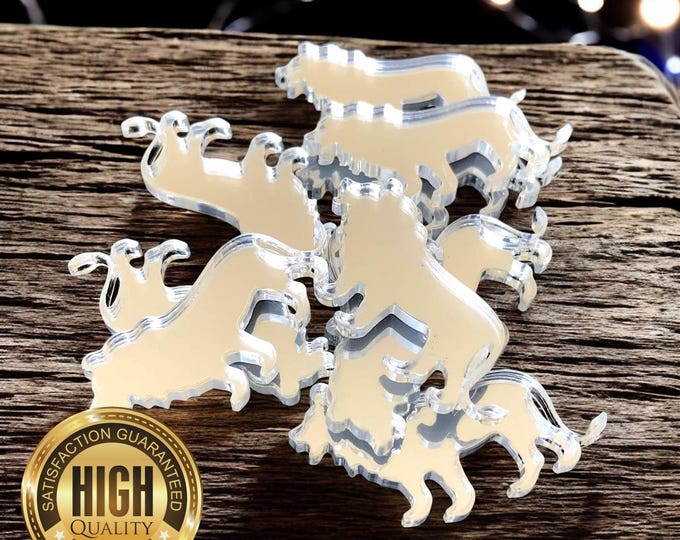 Lion Shaped Crafting Mirrors, Custom Colours, Woods, Sizes, Shapes, (Holes for Jewellery or hoops for invites) Packs of 10