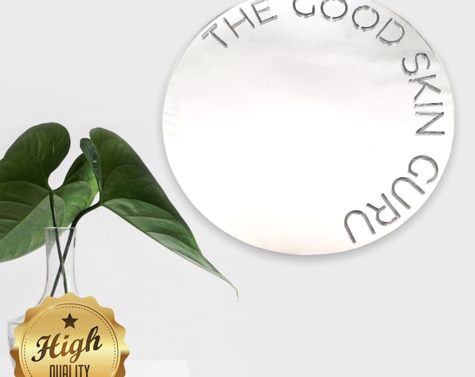 Custom Cut Out Name Mirror: Round Acrylic Mirror with White Backing