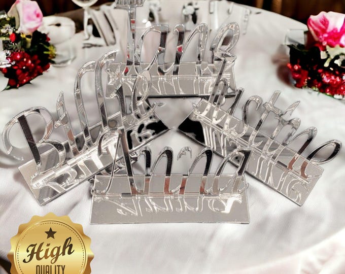 Customisable Table Numbers & Names for Parties - Weddings, Various Shapes - Colours, Reusable Eco-Friendly Acrylic, Bulk Discounts Available