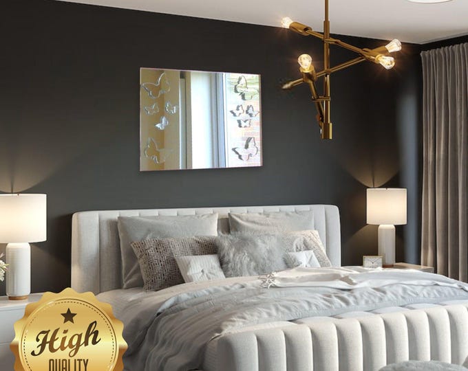 Butterflies Design Rectangular Acrylic Mirrors, Custom Colours, Sizes, Shapes Large Sizes up to 80cm
