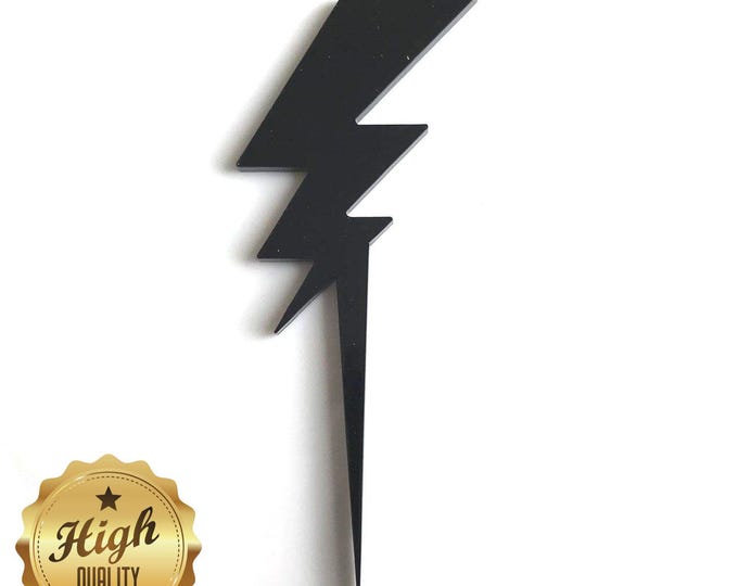 Lightning Bolt Cake Toppers, Recycled Acrylic Cupcake Decorations