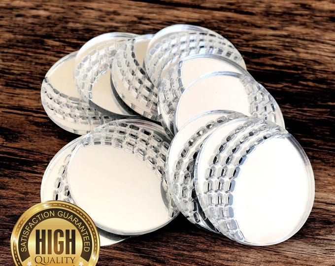 Cricket Ball Shaped Crafting Mirrors, Custom Colours, Woods, Sizes, Shapes, (Holes for Jewellery or hoops for invites) Packs of 10