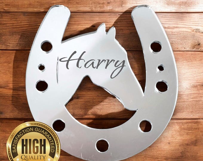 Horse and horseshoe Shaped Mirrors, Custom Colours & Woods, Sizes, Shapes, Engraving Services (Garden Mirrors or Indoors), Sizes up to 40cm